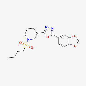 molecular formula C18H23N3O5S B6578591 3-[5-(2H-1,3-benzodioxol-5-yl)-1,3,4-oxadiazol-2-yl]-1-(butane-1-sulfonyl)piperidine CAS No. 1171546-45-4