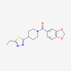 molecular formula C17H19N3O3S B6578600 1-(2H-1,3-benzodioxole-5-carbonyl)-4-(5-ethyl-1,3,4-thiadiazol-2-yl)piperidine CAS No. 1170164-16-5