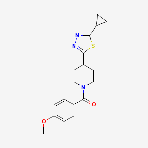molecular formula C18H21N3O2S B6578607 4-(5-cyclopropyl-1,3,4-thiadiazol-2-yl)-1-(4-methoxybenzoyl)piperidine CAS No. 1172536-32-1
