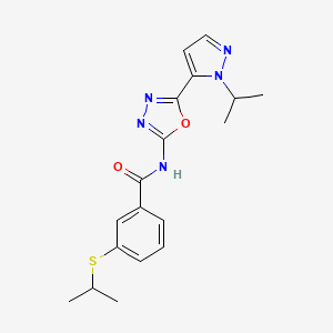 molecular formula C18H21N5O2S B6578671 N-{5-[1-(propan-2-yl)-1H-pyrazol-5-yl]-1,3,4-oxadiazol-2-yl}-3-(propan-2-ylsulfanyl)benzamide CAS No. 1170128-92-3