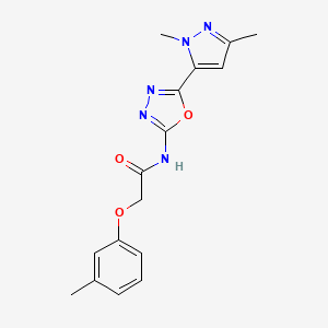 molecular formula C16H17N5O3 B6578673 N-[5-(1,3-dimethyl-1H-pyrazol-5-yl)-1,3,4-oxadiazol-2-yl]-2-(3-methylphenoxy)acetamide CAS No. 1170630-55-3