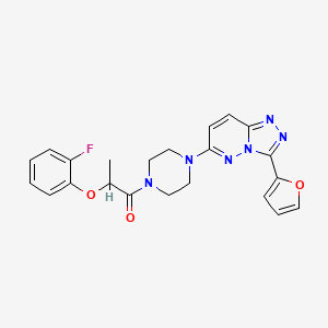molecular formula C22H21FN6O3 B6578683 2-(2-fluorophenoxy)-1-{4-[3-(furan-2-yl)-[1,2,4]triazolo[4,3-b]pyridazin-6-yl]piperazin-1-yl}propan-1-one CAS No. 1060177-16-3