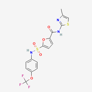 molecular formula C16H12F3N3O5S2 B6578737 N-(4-methyl-1,3-thiazol-2-yl)-5-{[4-(trifluoromethoxy)phenyl]sulfamoyl}furan-2-carboxamide CAS No. 1171359-87-7