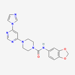 molecular formula C19H19N7O3 B6578751 N-(2H-1,3-benzodioxol-5-yl)-4-[6-(1H-imidazol-1-yl)pyrimidin-4-yl]piperazine-1-carboxamide CAS No. 1173071-40-3