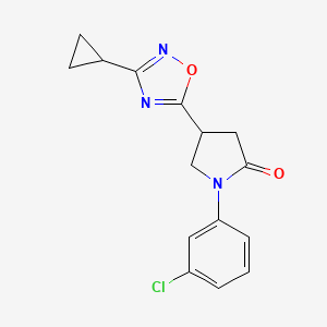 molecular formula C15H14ClN3O2 B6578845 1-(3-chlorophenyl)-4-(3-cyclopropyl-1,2,4-oxadiazol-5-yl)pyrrolidin-2-one CAS No. 1172709-18-0