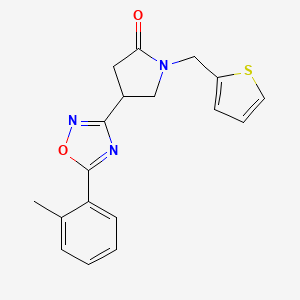 molecular formula C18H17N3O2S B6578873 4-[5-(2-methylphenyl)-1,2,4-oxadiazol-3-yl]-1-[(thiophen-2-yl)methyl]pyrrolidin-2-one CAS No. 1172383-69-5