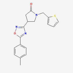 molecular formula C18H17N3O2S B6578881 4-[5-(4-methylphenyl)-1,2,4-oxadiazol-3-yl]-1-[(thiophen-2-yl)methyl]pyrrolidin-2-one CAS No. 1173246-92-8