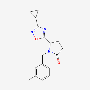 molecular formula C17H19N3O2 B6578888 5-(3-cyclopropyl-1,2,4-oxadiazol-5-yl)-1-[(3-methylphenyl)methyl]pyrrolidin-2-one CAS No. 1172990-29-2