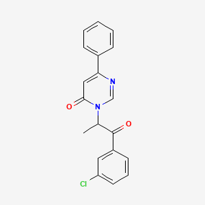 molecular formula C19H15ClN2O2 B6578908 3-[1-(3-chlorophenyl)-1-oxopropan-2-yl]-6-phenyl-3,4-dihydropyrimidin-4-one CAS No. 1172698-86-0
