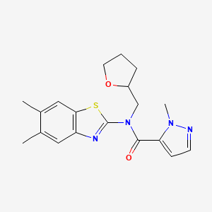 molecular formula C19H22N4O2S B6578925 N-(5,6-dimethyl-1,3-benzothiazol-2-yl)-1-methyl-N-[(oxolan-2-yl)methyl]-1H-pyrazole-5-carboxamide CAS No. 1170494-86-6