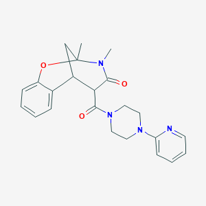 molecular formula C23H26N4O3 B6578938 9,10-二甲基-12-[4-(吡啶-2-基)哌嗪-1-羰基]-8-氧杂-10-氮杂三环[7.3.1.0^{2,7}]十三-2,4,6-三烯-11-酮 CAS No. 1212299-33-6