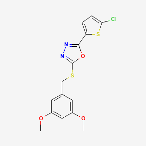 molecular formula C15H13ClN2O3S2 B6578948 2-(5-chlorothiophen-2-yl)-5-{[(3,5-dimethoxyphenyl)methyl]sulfanyl}-1,3,4-oxadiazole CAS No. 1170587-07-1