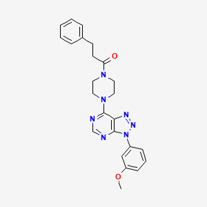 molecular formula C24H25N7O2 B6578992 1-{4-[3-(3-methoxyphenyl)-3H-[1,2,3]triazolo[4,5-d]pyrimidin-7-yl]piperazin-1-yl}-3-phenylpropan-1-one CAS No. 920184-92-5