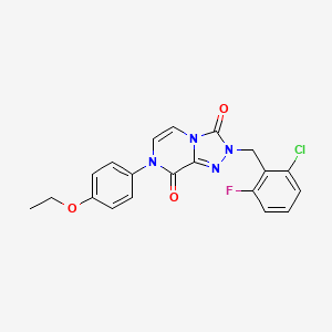 molecular formula C20H16ClFN4O3 B6579004 2-[(2-chloro-6-fluorophenyl)methyl]-7-(4-ethoxyphenyl)-2H,3H,7H,8H-[1,2,4]triazolo[4,3-a]pyrazine-3,8-dione CAS No. 1021219-92-0