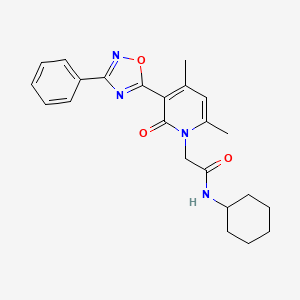 molecular formula C23H26N4O3 B6579014 N-cyclohexyl-2-[4,6-dimethyl-2-oxo-3-(3-phenyl-1,2,4-oxadiazol-5-yl)-1,2-dihydropyridin-1-yl]acetamide CAS No. 1040683-56-4