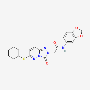 molecular formula C20H21N5O4S B6579016 N-(2H-1,3-benzodioxol-5-yl)-2-[6-(cyclohexylsulfanyl)-3-oxo-2H,3H-[1,2,4]triazolo[4,3-b]pyridazin-2-yl]acetamide CAS No. 1040652-56-9