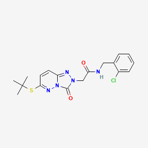 molecular formula C18H20ClN5O2S B6579035 2-[6-(tert-butylsulfanyl)-3-oxo-2H,3H-[1,2,4]triazolo[4,3-b]pyridazin-2-yl]-N-[(2-chlorophenyl)methyl]acetamide CAS No. 1040667-24-0