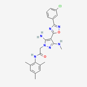 molecular formula C23H24ClN7O2 B6579042 2-{5-amino-4-[3-(3-chlorophenyl)-1,2,4-oxadiazol-5-yl]-3-(methylamino)-1H-pyrazol-1-yl}-N-(2,4,6-trimethylphenyl)acetamide CAS No. 1171929-70-6