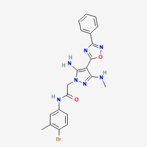 molecular formula C21H20BrN7O2 B6579051 2-[5-amino-3-(methylamino)-4-(3-phenyl-1,2,4-oxadiazol-5-yl)-1H-pyrazol-1-yl]-N-(4-bromo-3-methylphenyl)acetamide CAS No. 1172434-68-2
