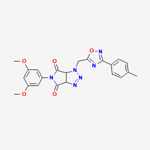 molecular formula C22H20N6O5 B6579066 5-(3,5-dimethoxyphenyl)-1-{[3-(4-methylphenyl)-1,2,4-oxadiazol-5-yl]methyl}-1H,3aH,4H,5H,6H,6aH-pyrrolo[3,4-d][1,2,3]triazole-4,6-dione CAS No. 1171633-27-4