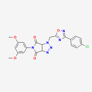 molecular formula C21H17ClN6O5 B6579076 1-{[3-(4-chlorophenyl)-1,2,4-oxadiazol-5-yl]methyl}-5-(3,5-dimethoxyphenyl)-1H,3aH,4H,5H,6H,6aH-pyrrolo[3,4-d][1,2,3]triazole-4,6-dione CAS No. 1171612-33-1