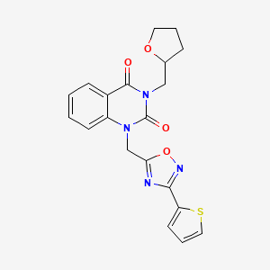 molecular formula C20H18N4O4S B6579089 3-[(oxolan-2-yl)methyl]-1-{[3-(thiophen-2-yl)-1,2,4-oxadiazol-5-yl]methyl}-1,2,3,4-tetrahydroquinazoline-2,4-dione CAS No. 1105249-85-1