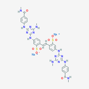 molecular formula C38H36N14Na2O8S2 B065791 disodium (E)-1,2-bis-(4-(4-methylamino-6-(4-methylcarbamoylphenylamino)-1,3,5-triazin-2-ylamino)phenyl-2-sulfonato)ethene CAS No. 180850-95-7