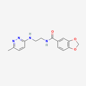 molecular formula C15H16N4O3 B6579120 N-{2-[(6-methylpyridazin-3-yl)amino]ethyl}-2H-1,3-benzodioxole-5-carboxamide CAS No. 1171067-02-9