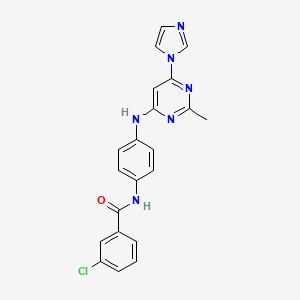 molecular formula C21H17ClN6O B6579135 3-chloro-N-(4-{[6-(1H-imidazol-1-yl)-2-methylpyrimidin-4-yl]amino}phenyl)benzamide CAS No. 1171595-88-2