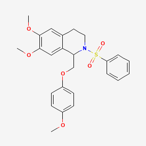 molecular formula C25H27NO6S B6579147 2-(benzenesulfonyl)-6,7-dimethoxy-1-[(4-methoxyphenoxy)methyl]-1,2,3,4-tetrahydroisoquinoline CAS No. 1172063-97-6
