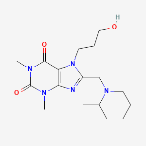 molecular formula C17H27N5O3 B6579187 7-(3-hydroxypropyl)-1,3-dimethyl-8-[(2-methylpiperidin-1-yl)methyl]-2,3,6,7-tetrahydro-1H-purine-2,6-dione CAS No. 851941-41-8