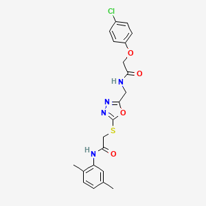 molecular formula C21H21ClN4O4S B6579189 2-(4-chlorophenoxy)-N-{[5-({[(2,5-dimethylphenyl)carbamoyl]methyl}sulfanyl)-1,3,4-oxadiazol-2-yl]methyl}acetamide CAS No. 851785-29-0