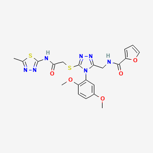 molecular formula C21H21N7O5S2 B6579242 N-{[4-(2,5-dimethoxyphenyl)-5-({[(5-methyl-1,3,4-thiadiazol-2-yl)carbamoyl]methyl}sulfanyl)-4H-1,2,4-triazol-3-yl]methyl}furan-2-carboxamide CAS No. 310450-71-6