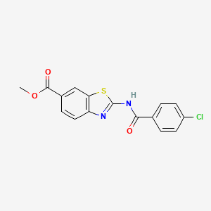 molecular formula C16H11ClN2O3S B6579273 methyl 2-(4-chlorobenzamido)-1,3-benzothiazole-6-carboxylate CAS No. 888409-18-5