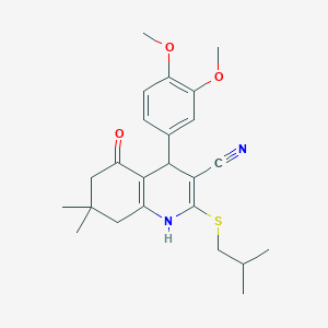 molecular formula C24H30N2O3S B6579283 4-(3,4-dimethoxyphenyl)-7,7-dimethyl-2-[(2-methylpropyl)sulfanyl]-5-oxo-1,4,5,6,7,8-hexahydroquinoline-3-carbonitrile CAS No. 612054-05-4