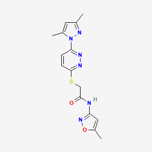 molecular formula C15H16N6O2S B6579351 2-{[6-(3,5-dimethyl-1H-pyrazol-1-yl)pyridazin-3-yl]sulfanyl}-N-(5-methyl-1,2-oxazol-3-yl)acetamide CAS No. 1334374-37-6
