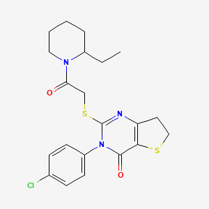 molecular formula C21H24ClN3O2S2 B6579368 3-(4-chlorophenyl)-2-{[2-(2-ethylpiperidin-1-yl)-2-oxoethyl]sulfanyl}-3H,4H,6H,7H-thieno[3,2-d]pyrimidin-4-one CAS No. 687563-10-6