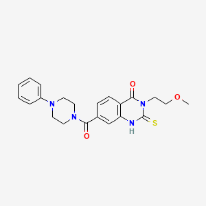 molecular formula C22H24N4O3S B6579377 3-(2-methoxyethyl)-7-(4-phenylpiperazine-1-carbonyl)-2-sulfanylidene-1,2,3,4-tetrahydroquinazolin-4-one CAS No. 422273-55-0