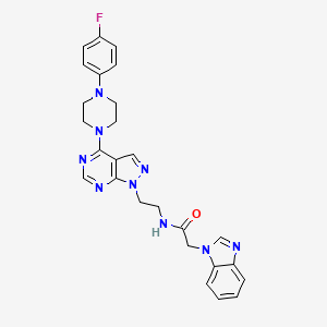 molecular formula C26H26FN9O B6579409 2-(1H-1,3-benzodiazol-1-yl)-N-(2-{4-[4-(4-fluorophenyl)piperazin-1-yl]-1H-pyrazolo[3,4-d]pyrimidin-1-yl}ethyl)acetamide CAS No. 1021026-05-0