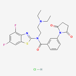 molecular formula C24H25ClF2N4O3S B6579415 N-[2-(diethylamino)ethyl]-N-(4,6-difluoro-1,3-benzothiazol-2-yl)-3-(2,5-dioxopyrrolidin-1-yl)benzamide hydrochloride CAS No. 1321775-07-8