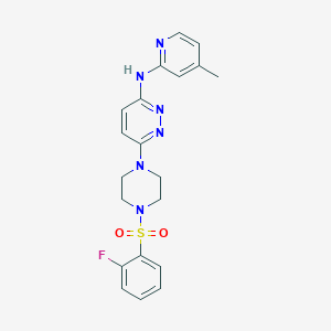 molecular formula C20H21FN6O2S B6579464 6-[4-(2-fluorobenzenesulfonyl)piperazin-1-yl]-N-(4-methylpyridin-2-yl)pyridazin-3-amine CAS No. 1021114-36-2
