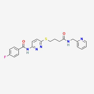 molecular formula C21H20FN5O2S B6579536 4-fluoro-N-{6-[(3-{[(pyridin-2-yl)methyl]carbamoyl}propyl)sulfanyl]pyridazin-3-yl}benzamide CAS No. 1105248-76-7
