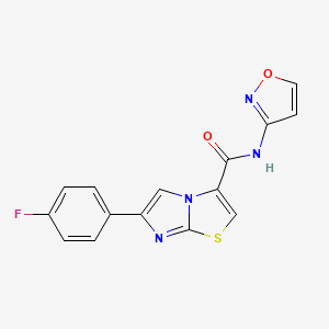 molecular formula C15H9FN4O2S B6579668 6-(4-fluorophenyl)-N-(1,2-oxazol-3-yl)imidazo[2,1-b][1,3]thiazole-3-carboxamide CAS No. 1049446-98-1