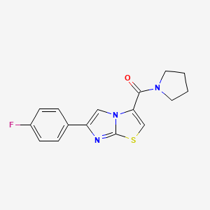 molecular formula C16H14FN3OS B6579669 1-[6-(4-fluorophenyl)imidazo[2,1-b][1,3]thiazole-3-carbonyl]pyrrolidine CAS No. 1049372-21-5