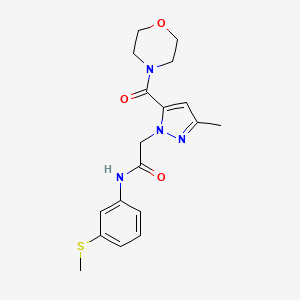 molecular formula C18H22N4O3S B6579681 2-[3-methyl-5-(morpholine-4-carbonyl)-1H-pyrazol-1-yl]-N-[3-(methylsulfanyl)phenyl]acetamide CAS No. 1171683-17-2