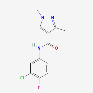 molecular formula C12H11ClFN3O B6579714 N-(3-chloro-4-fluorophenyl)-1,3-dimethyl-1H-pyrazole-4-carboxamide CAS No. 1170504-09-2