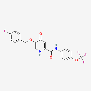 molecular formula C20H14F4N2O4 B6579742 5-[(4-fluorophenyl)methoxy]-4-oxo-N-[4-(trifluoromethoxy)phenyl]-1,4-dihydropyridine-2-carboxamide CAS No. 1021213-25-1