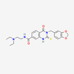 molecular formula C23H26N4O4S B6579753 3-[(2H-1,3-benzodioxol-5-yl)methyl]-N-[2-(diethylamino)ethyl]-4-oxo-2-sulfanylidene-1,2,3,4-tetrahydroquinazoline-7-carboxamide CAS No. 451466-80-1