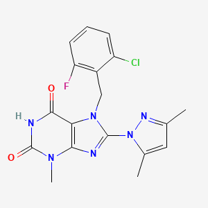 B6579756 7-[(2-chloro-6-fluorophenyl)methyl]-8-(3,5-dimethyl-1H-pyrazol-1-yl)-3-methyl-2,3,6,7-tetrahydro-1H-purine-2,6-dione CAS No. 1019100-14-1