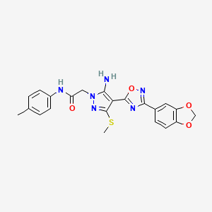 2-{5-amino-4-[3-(2H-1,3-benzodioxol-5-yl)-1,2,4-oxadiazol-5-yl]-3-(methylsulfanyl)-1H-pyrazol-1-yl}-N-(4-methylphenyl)acetamide